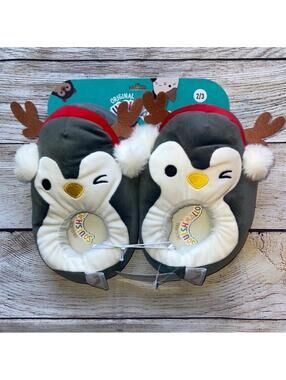 🎄Squishmallow Kids Slippers Penguin with Antlers